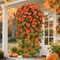 Artificial Fall Hanging Flowers Plants Baskets for Outdoors, Fake Mums, Fall Porch Outdoor Decor, Faux Mums Artificial Flowers with Hanging Baskets for Urn Fillers